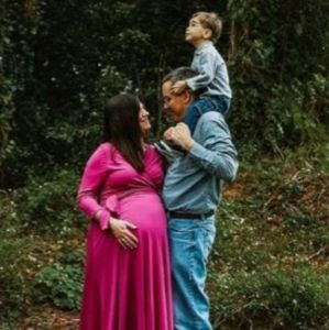 Magenta 3/4 sleeve Maternity/Nursing Dress